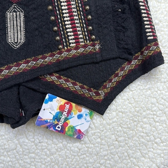 NWT Desigual Studded Embroidered 
Fringed Boho Festival Skort - Picture 5 of 16